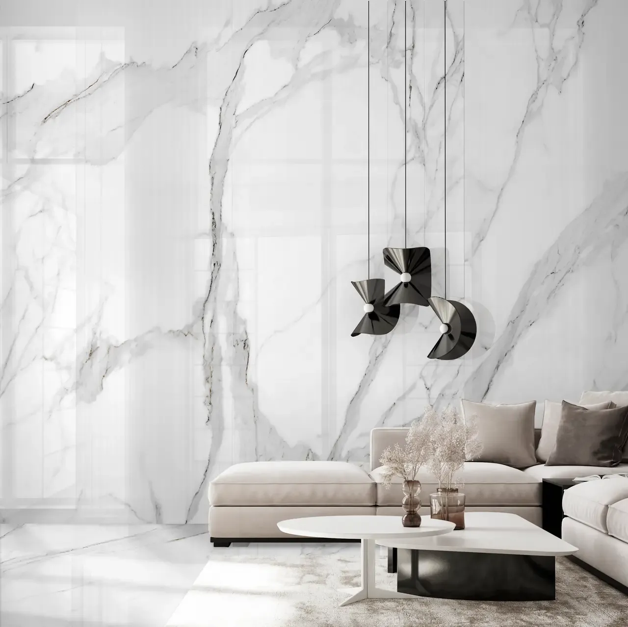 Ambiente real con porcelánico Arklam Atlantis 6 mm — proyecto de interiorismo