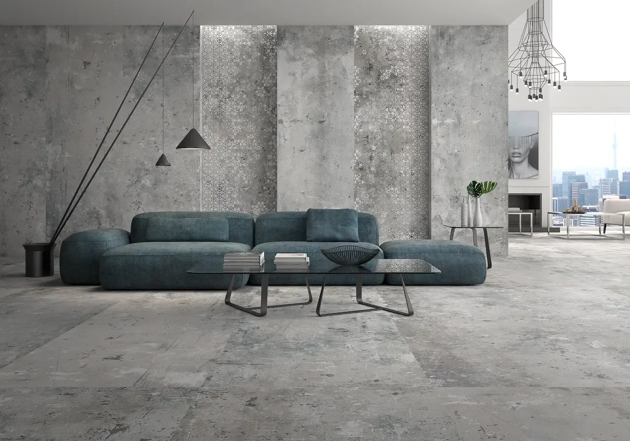 Ambiente real con porcelánico Arklam Portobello 6 mm — proyecto de interiorismo