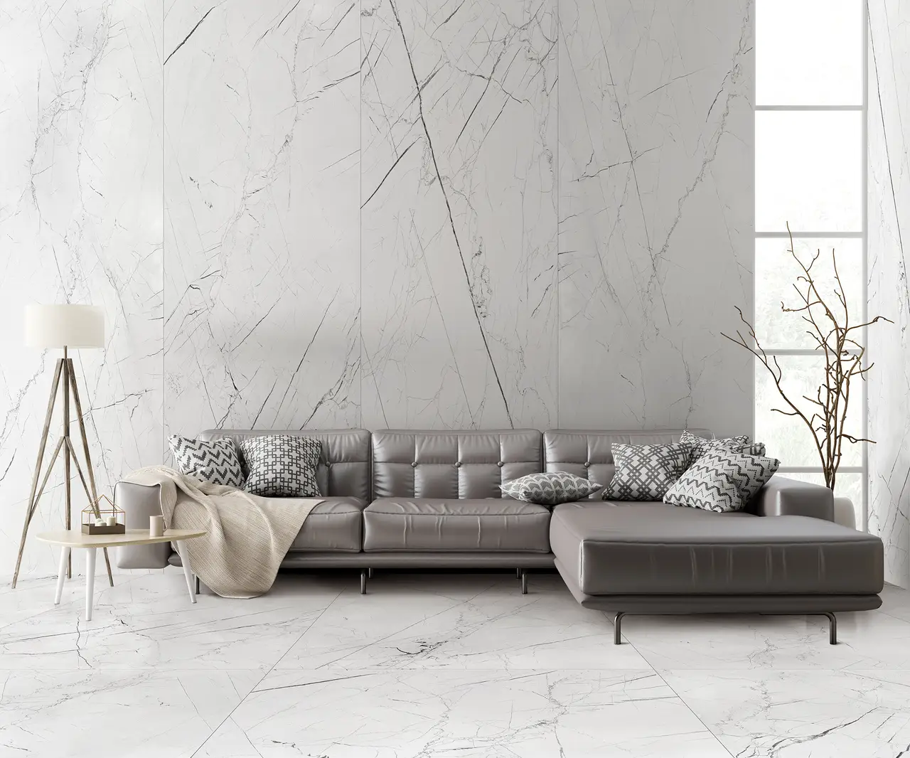 Ambiente real con porcelánico Arklam Pandora 6 mm — proyecto de interiorismo