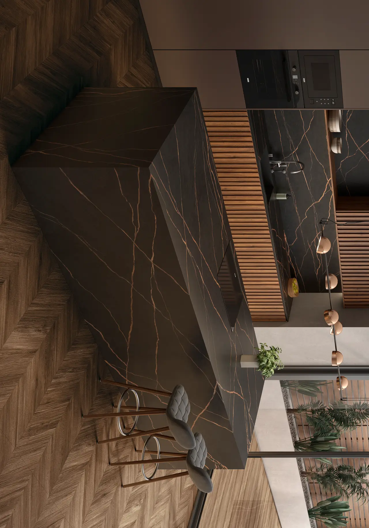 Ambiente real con porcelánico Arklam Saint Laurent 6 mm — proyecto de interiorismo